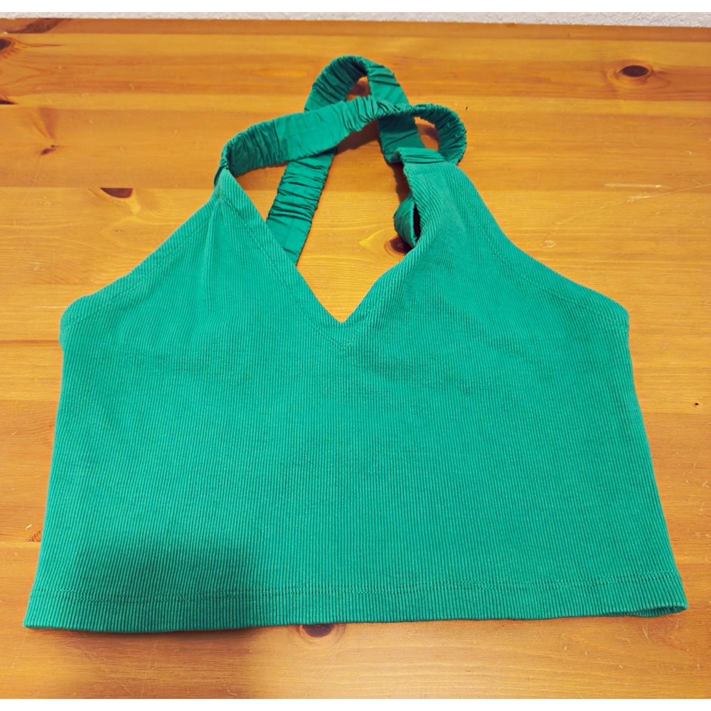 Maeve by Anthropologie Women's Green V-Neck Halter Cropped Knit Tank Top S - Picture 1 of 6